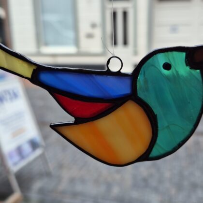 Vogeltje Tiffany turquoise kopje
